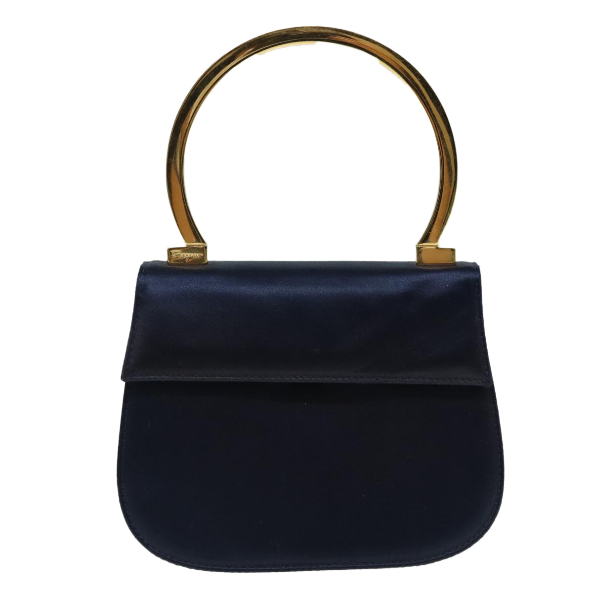 Salvatore Ferragamo Gancini Navy Silk Handbag 