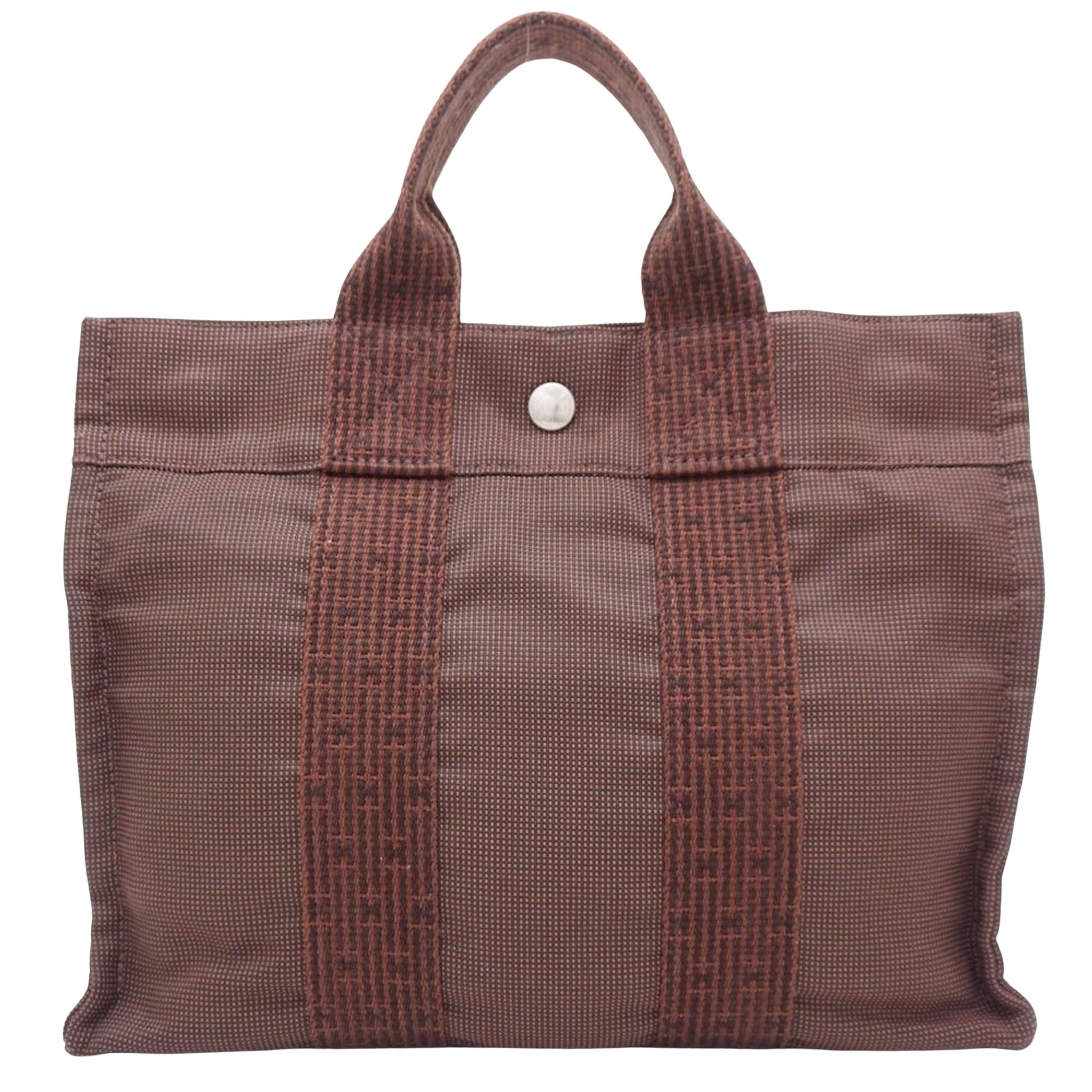 Hermès Herline Brown Canvas Handbag 