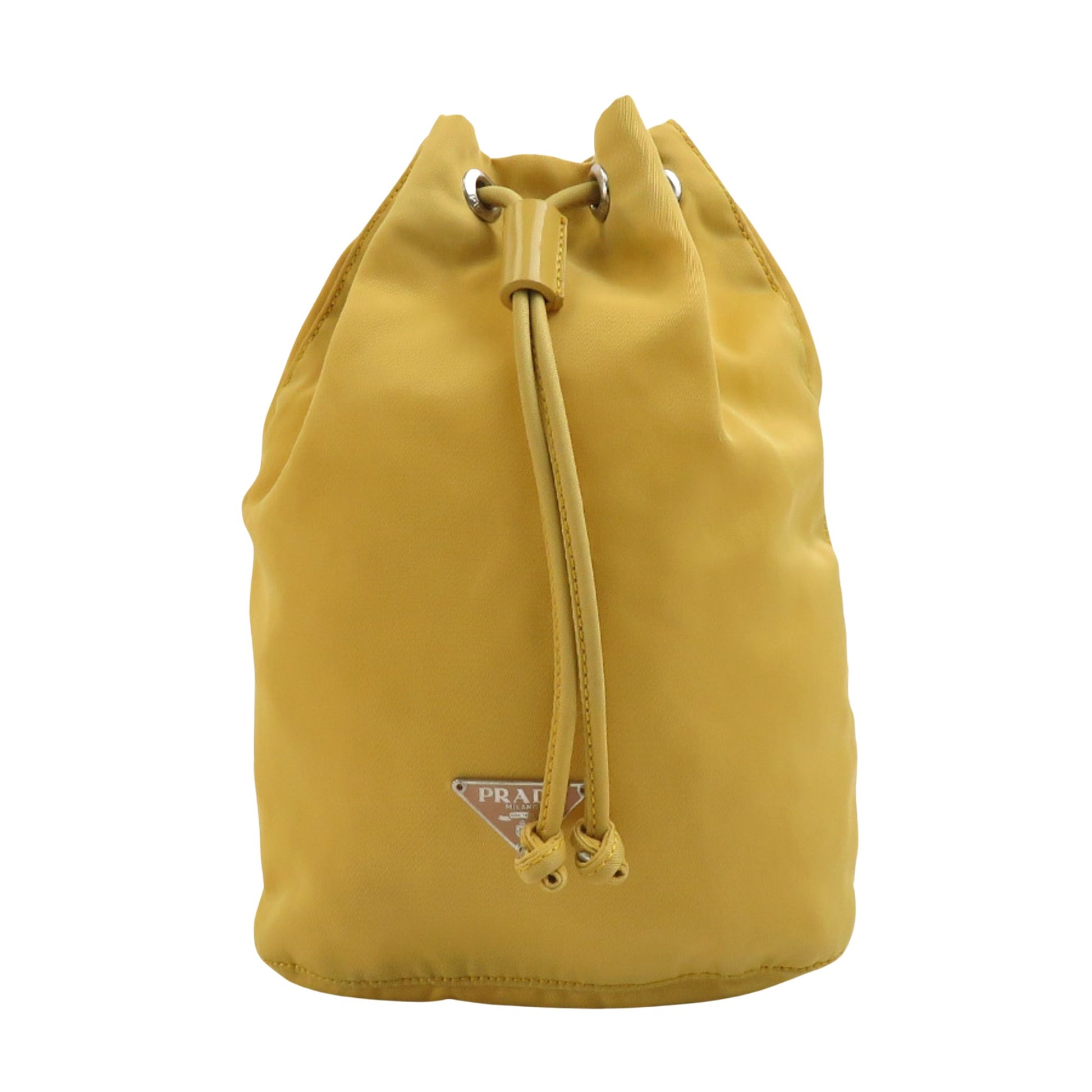 Prada Tessuto Yellow Synthetic Clutch Bag