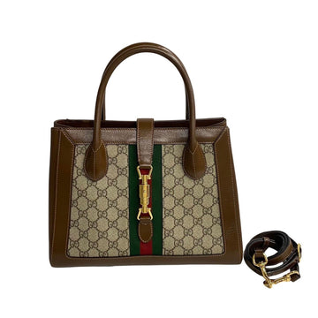 Gucci Jackie Brown Canvas Handbag 