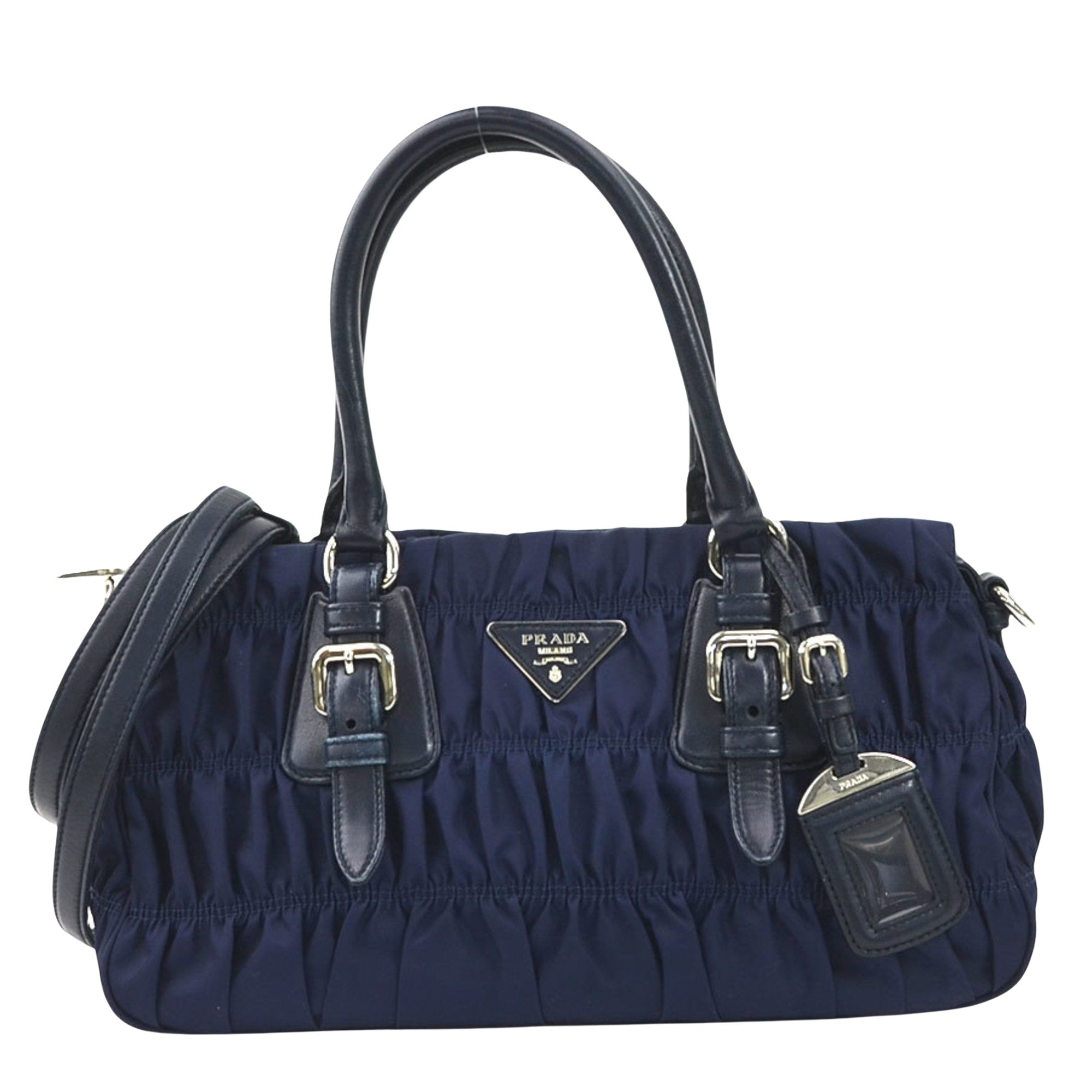 Prada Gaufre Navy Synthetic Handbag 