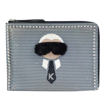 Fendi Grey Leather Clutch Bag