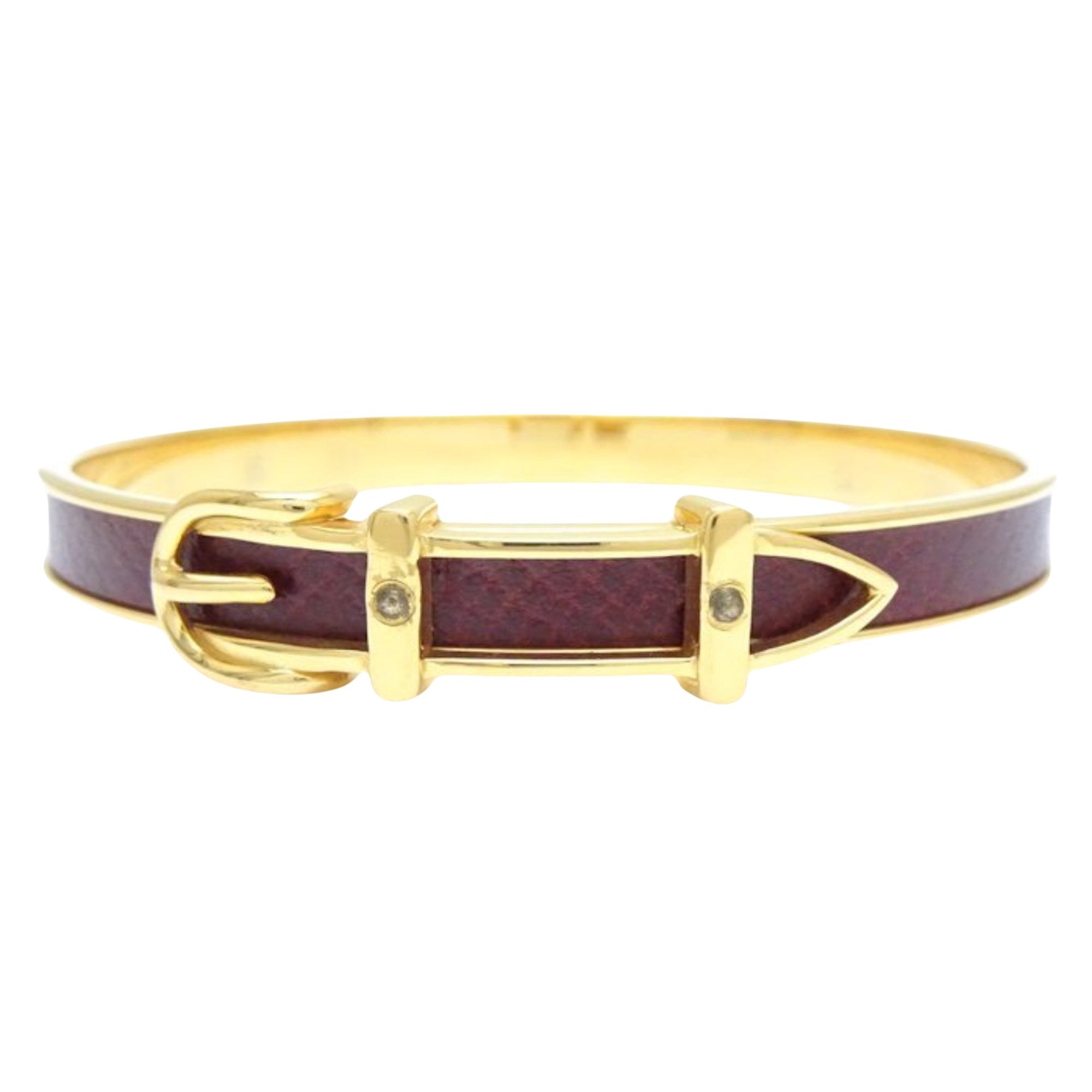 Hermès Burgundy Gold Plated Bracelet 