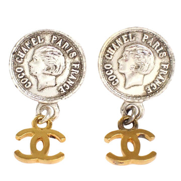 Chanel Coco Mark Silver Gold Plated Earring 