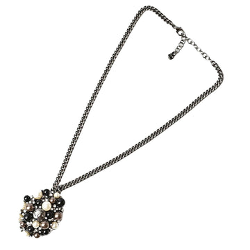 Chanel Coco Mark Silver Metal Necklace 