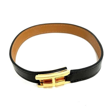 Hermès Black Leather Bracelet 