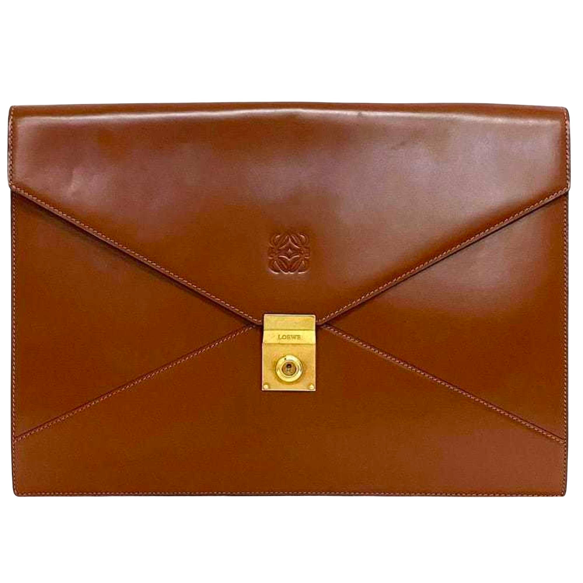 Loewe Anagram Brown Leather Clutch Bag