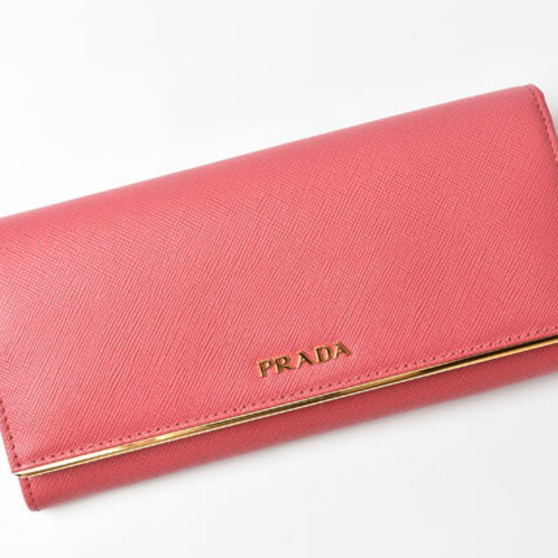 Prada Saffiano Pink Metal Wallet 