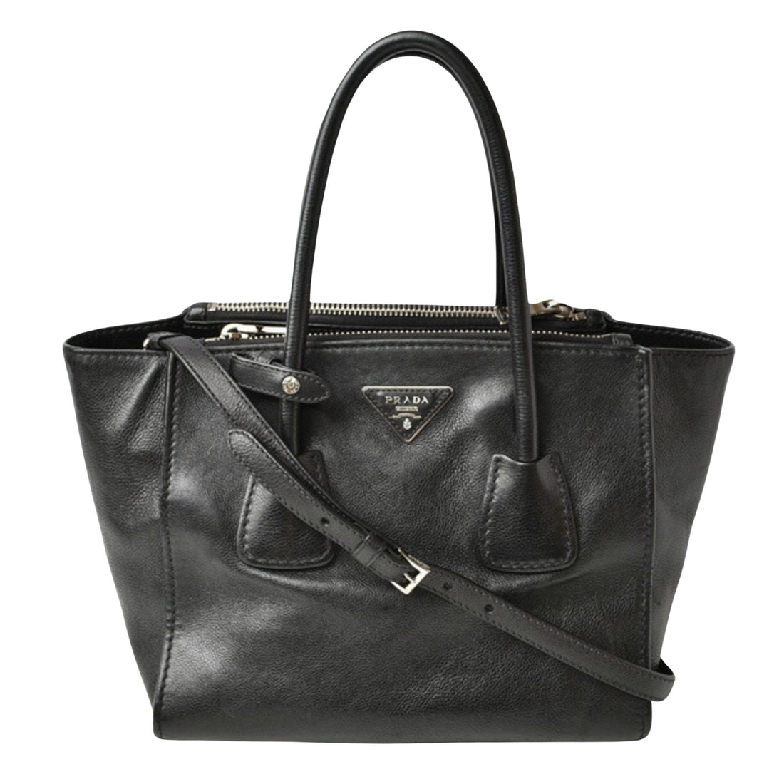 Prada Black Pony-Style Calfskin Handbag 