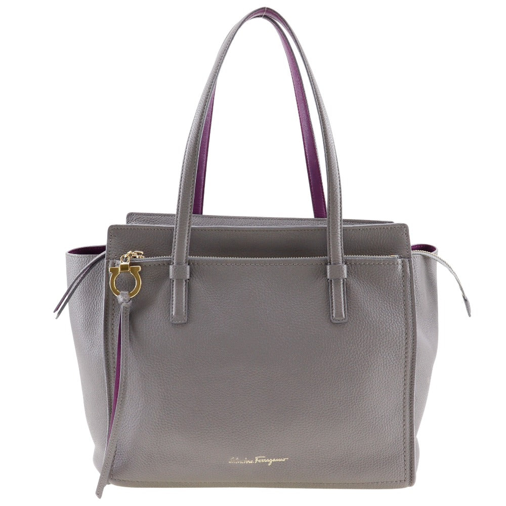 Salvatore Ferragamo Amy Grey Leather Shoulder Bag