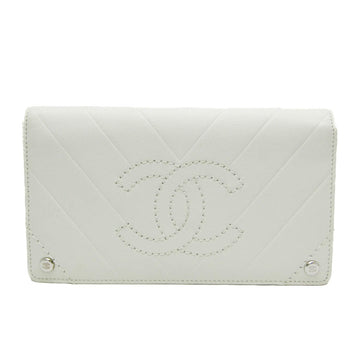 Chanel V-Stich White Leather Wallet 