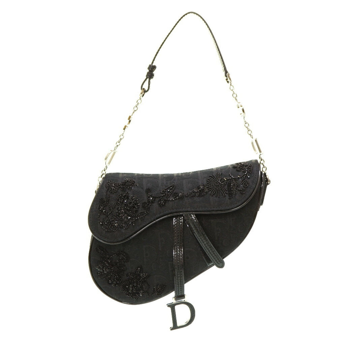 Dior Saddle Black Canvas Shoulder Bag