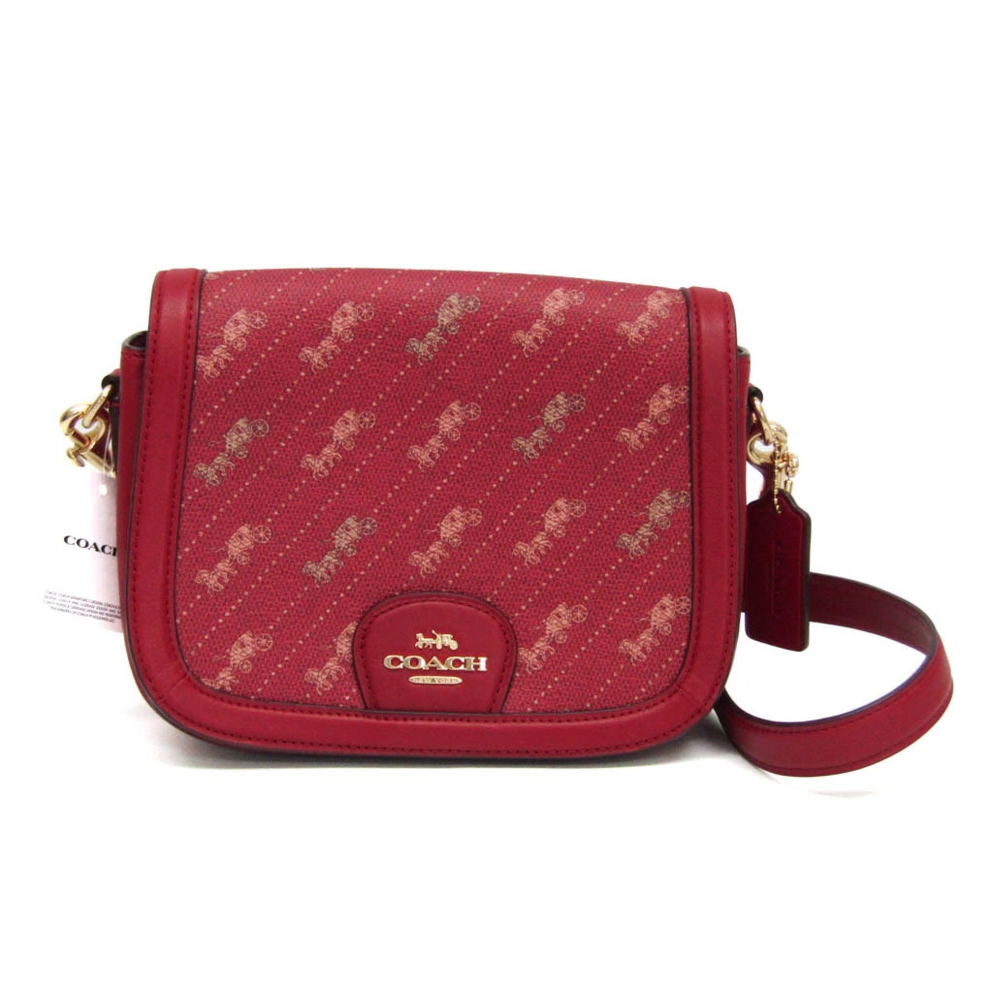 Coach Horse and carriage Red Leather Shoulder Bag