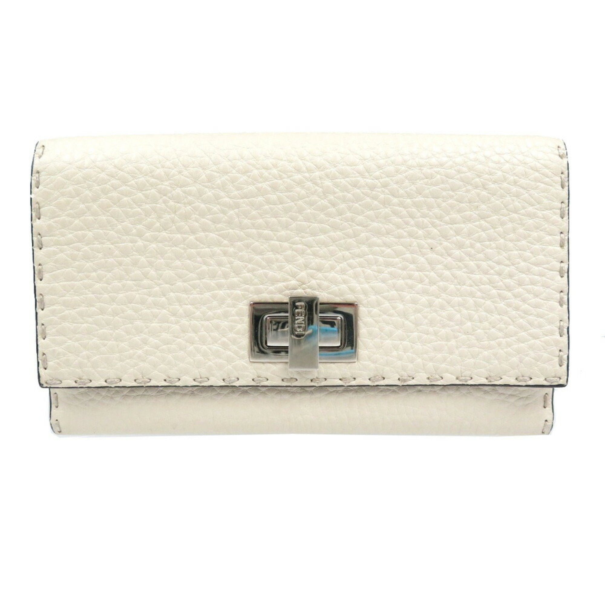 Fendi Peekaboo Ecru Leather Wallet 