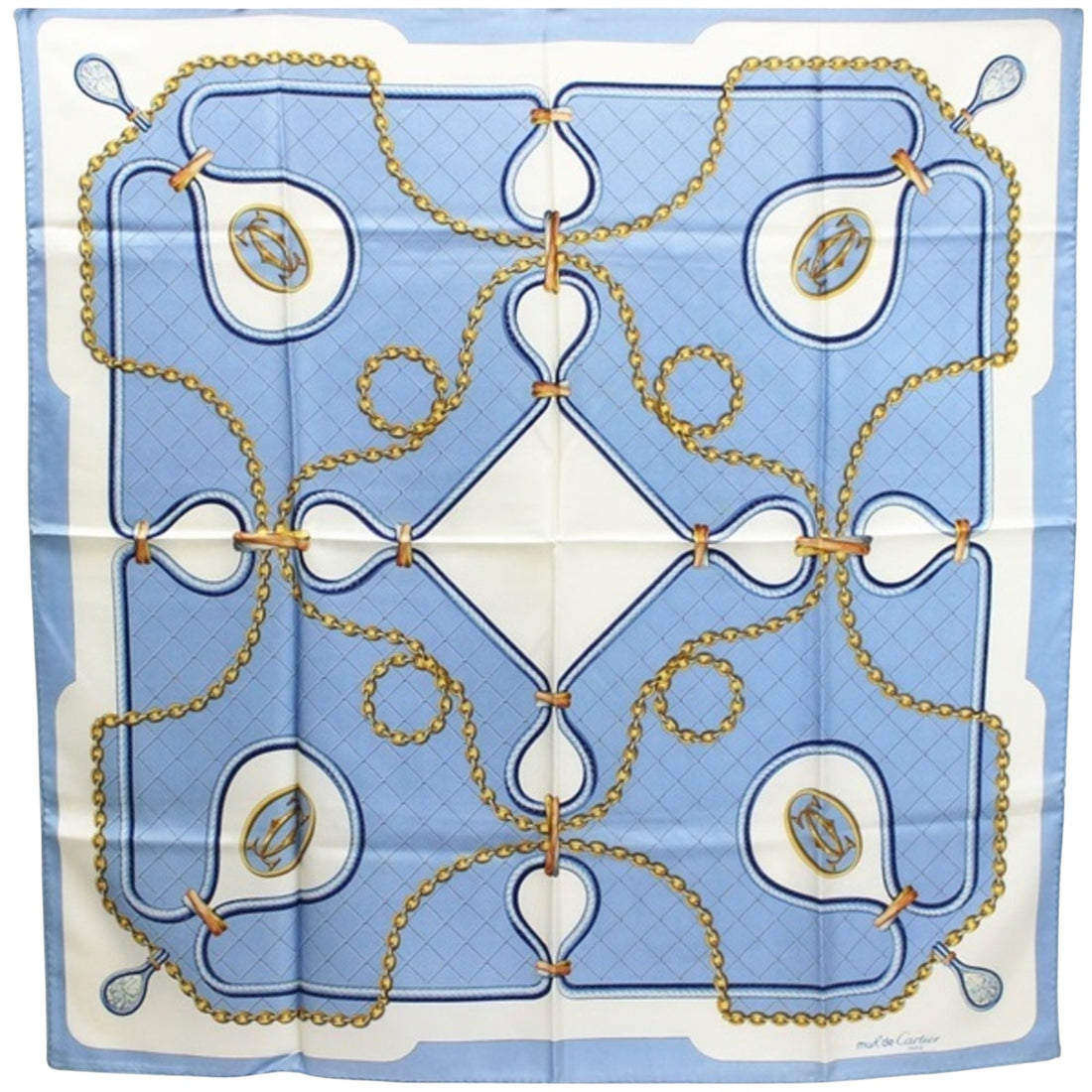 Cartier Blue Silk Scarf 