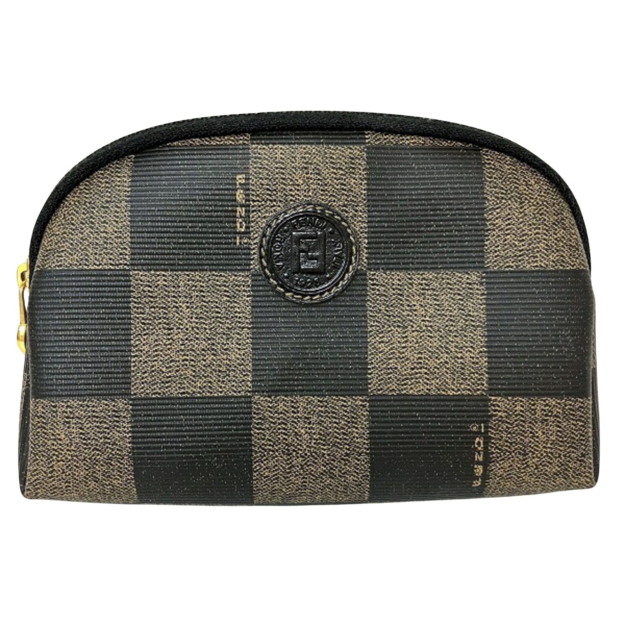 Fendi Khaki Canvas Clutch Bag