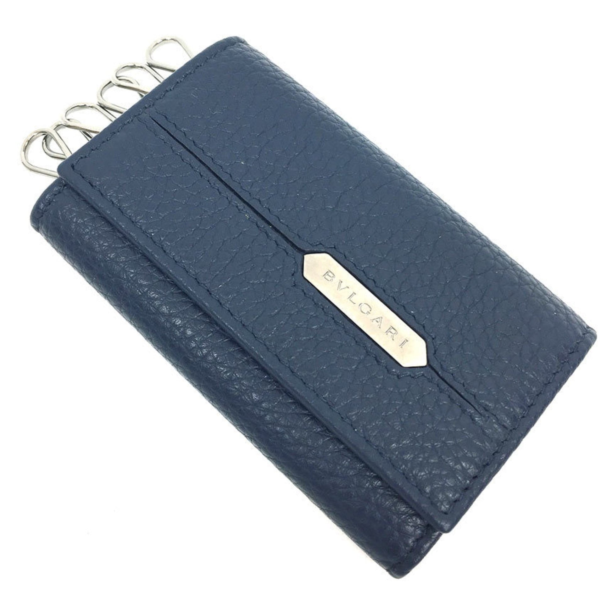 Bulgari Keyholder Navy Leather Wallet 