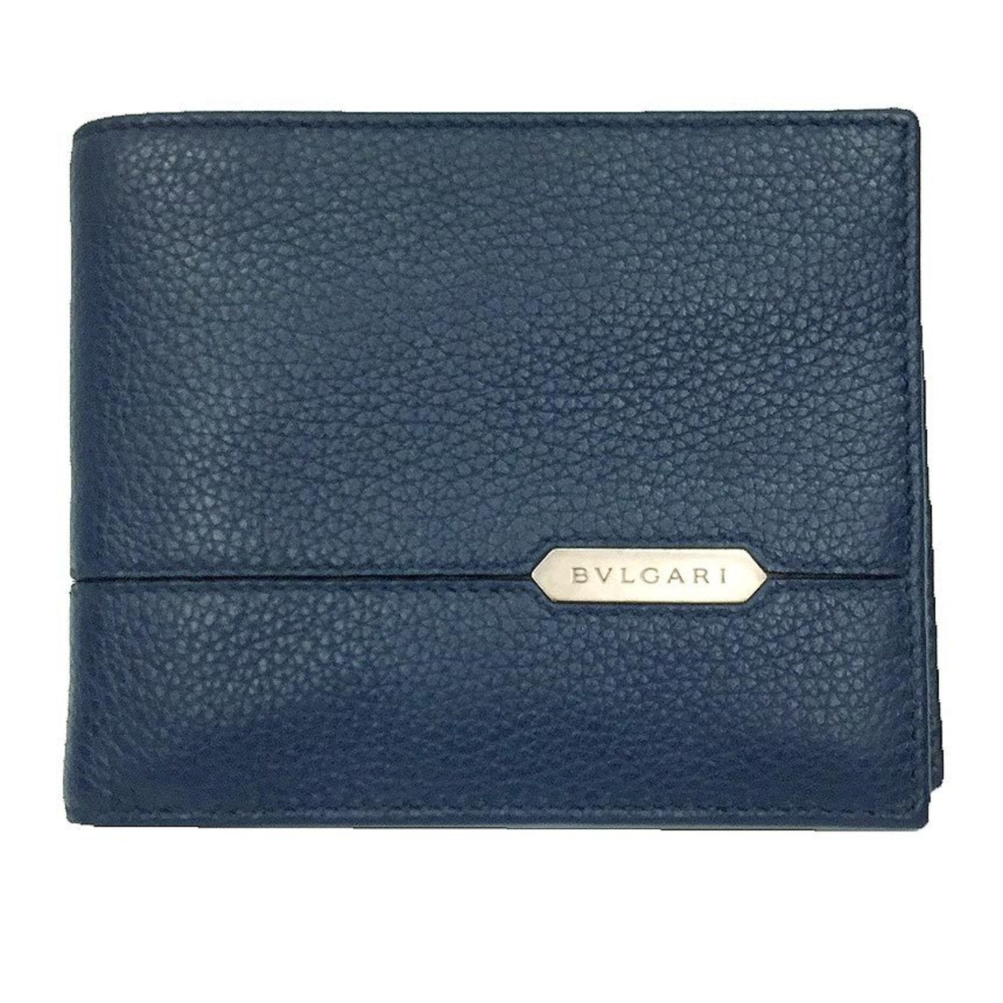 Bulgari Navy Leather Wallet 