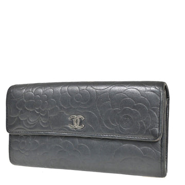 Chanel Camélia Black Leather Wallet 