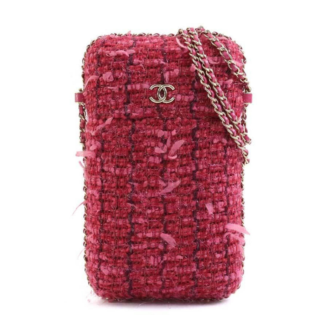 Chanel Pink Tweed Clutch Bag