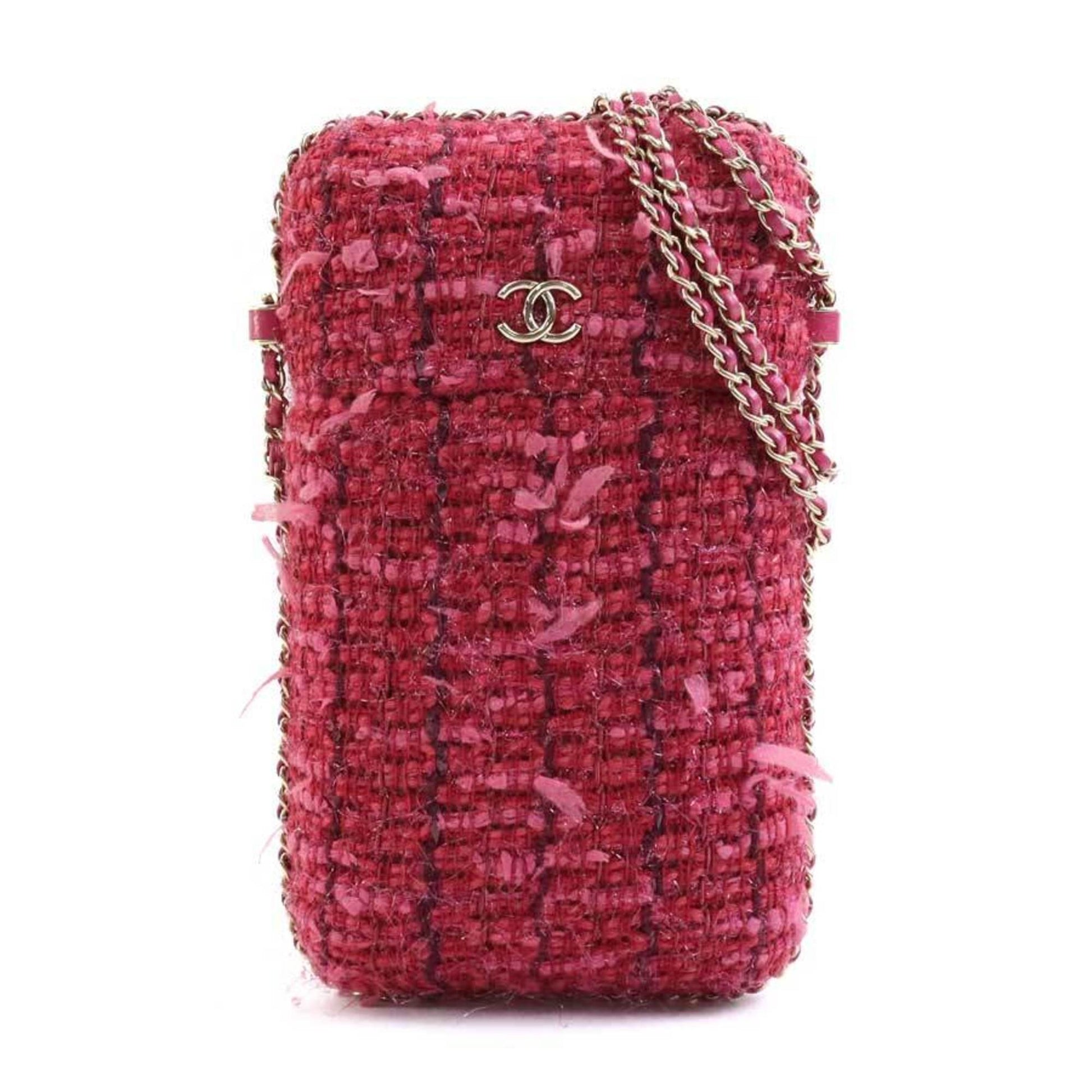 Chanel Pink Tweed Clutch Bag