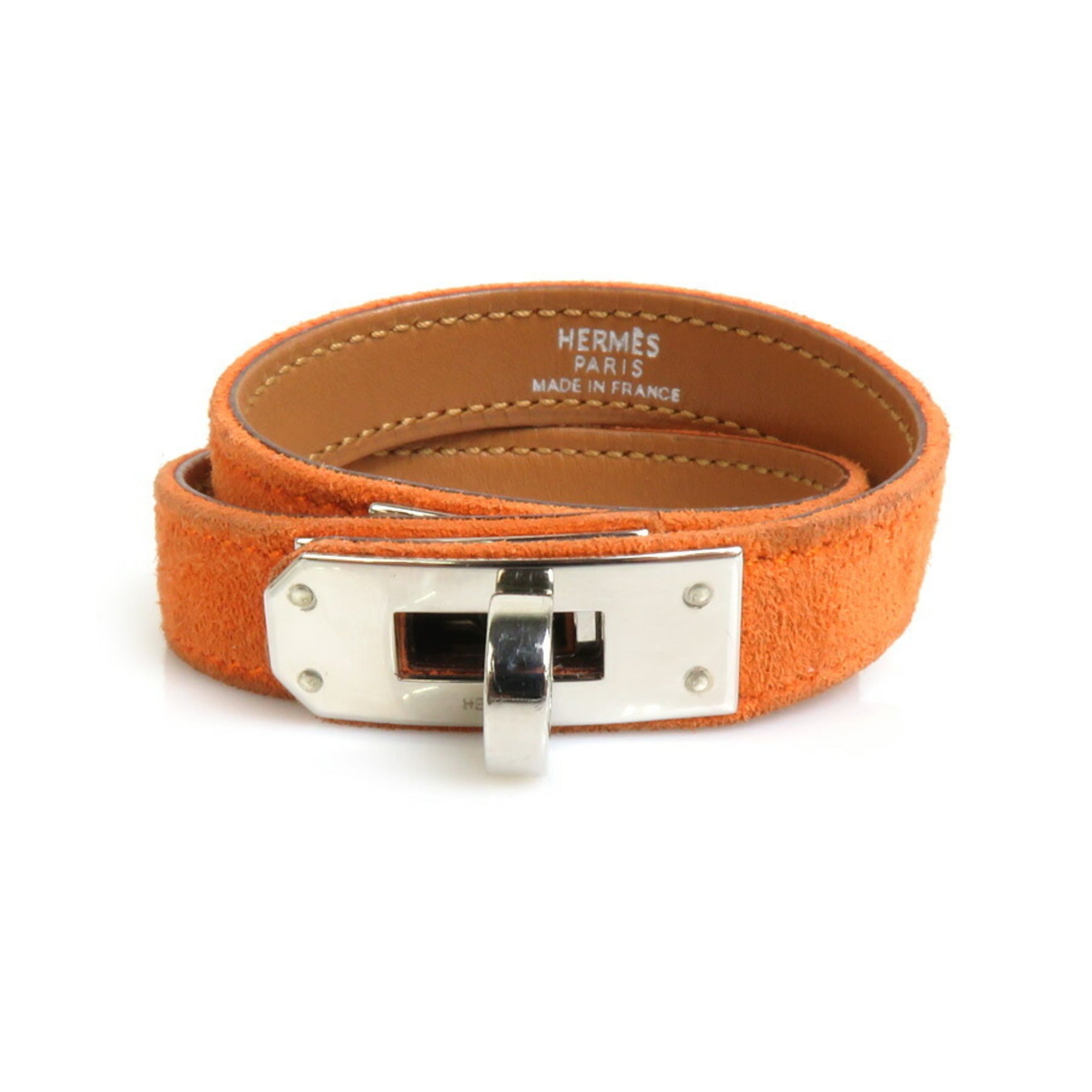 Hermès -- Orange Suede Bracelet 