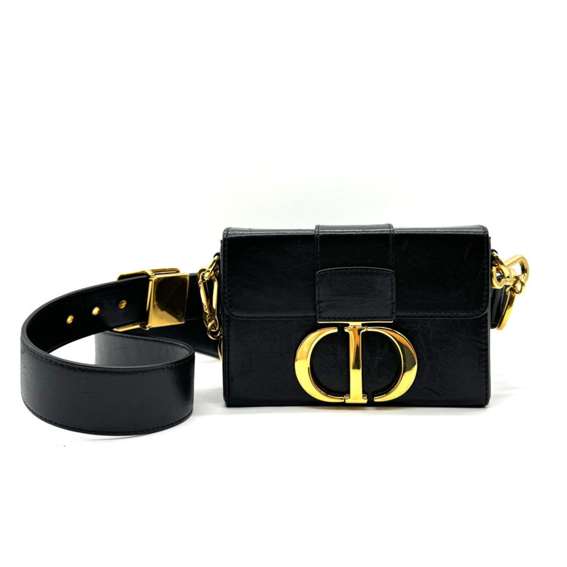 Dior 30 Montaigne Black Leather Shoulder Bag