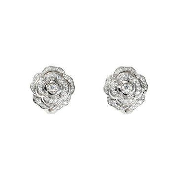 Chanel Camellia Silver White Gold Earring 