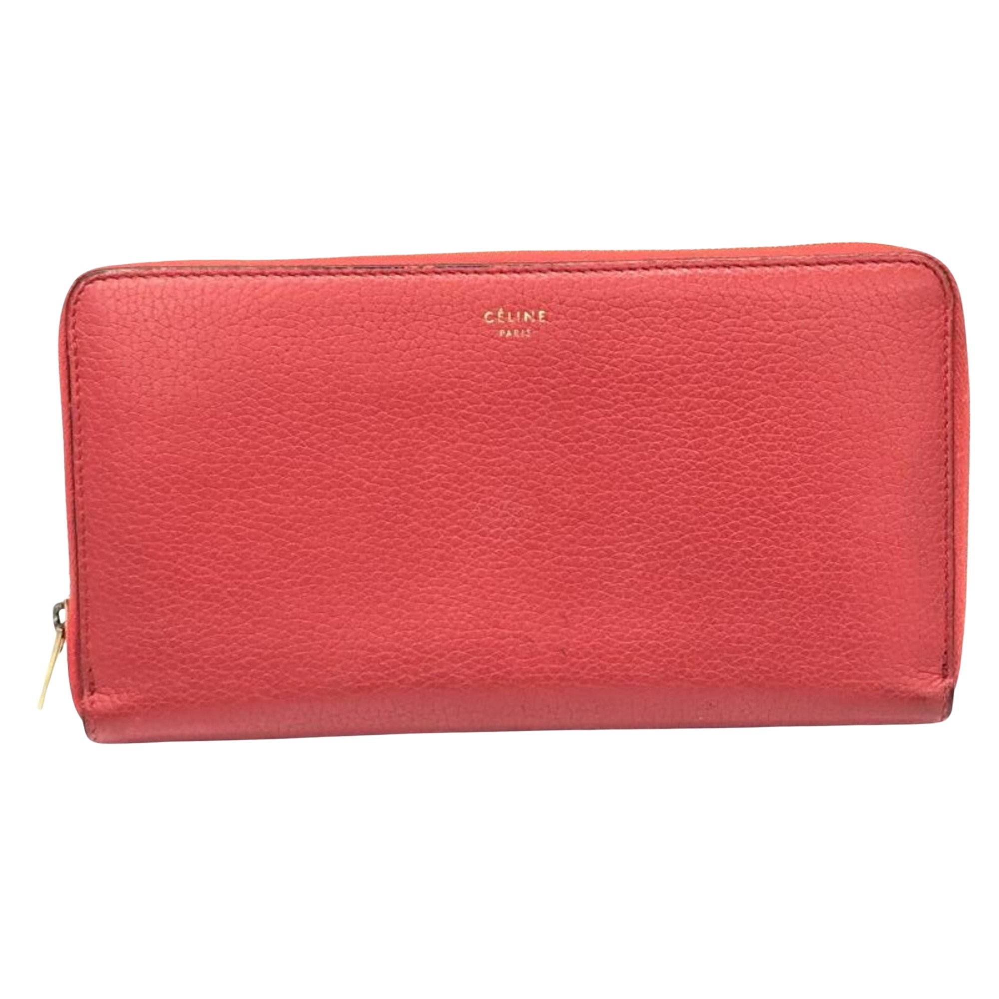 Céline Zip Around Orange Leather Wallet 