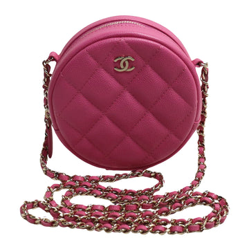 Chanel Round Mini Pink Leather Shoulder Bag