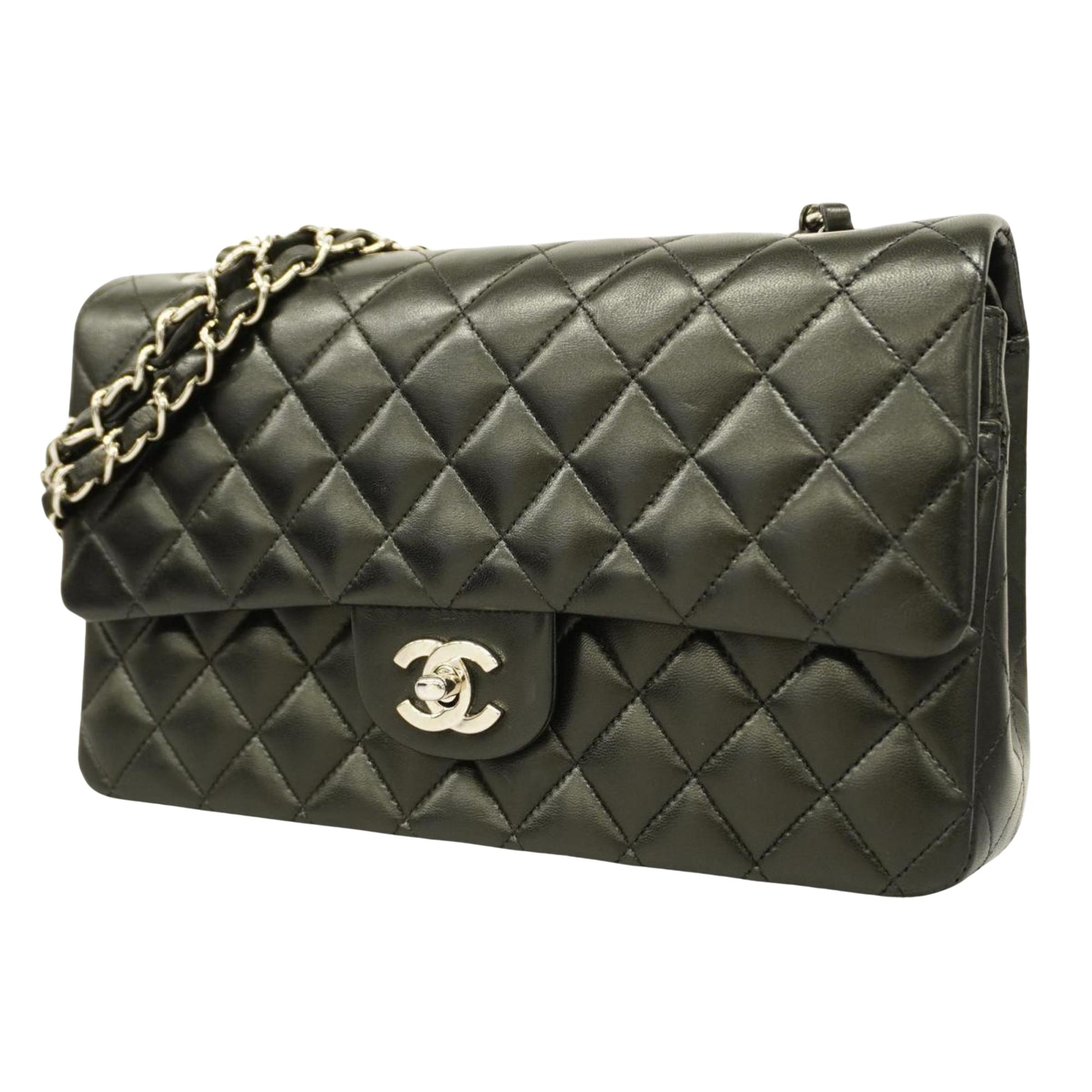 Chanel Double flap Black Leather Shoulder Bag