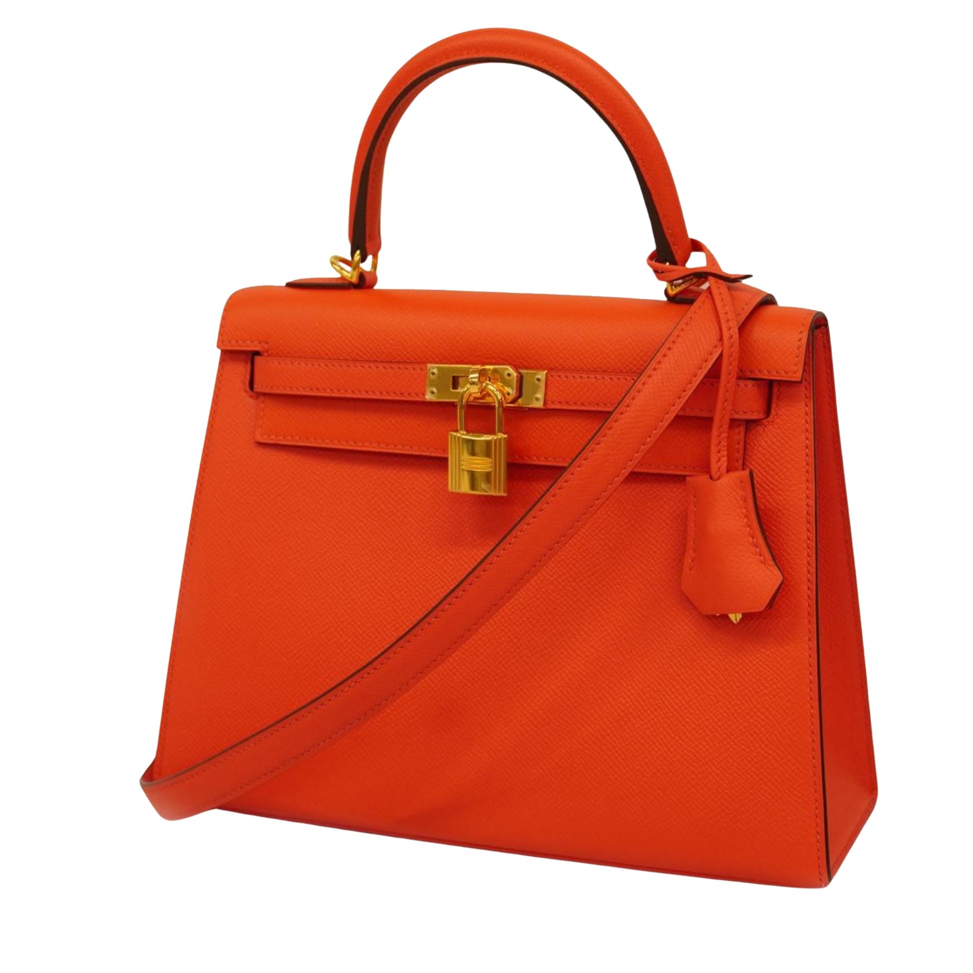 Hermès Kelly Orange Leather Handbag 