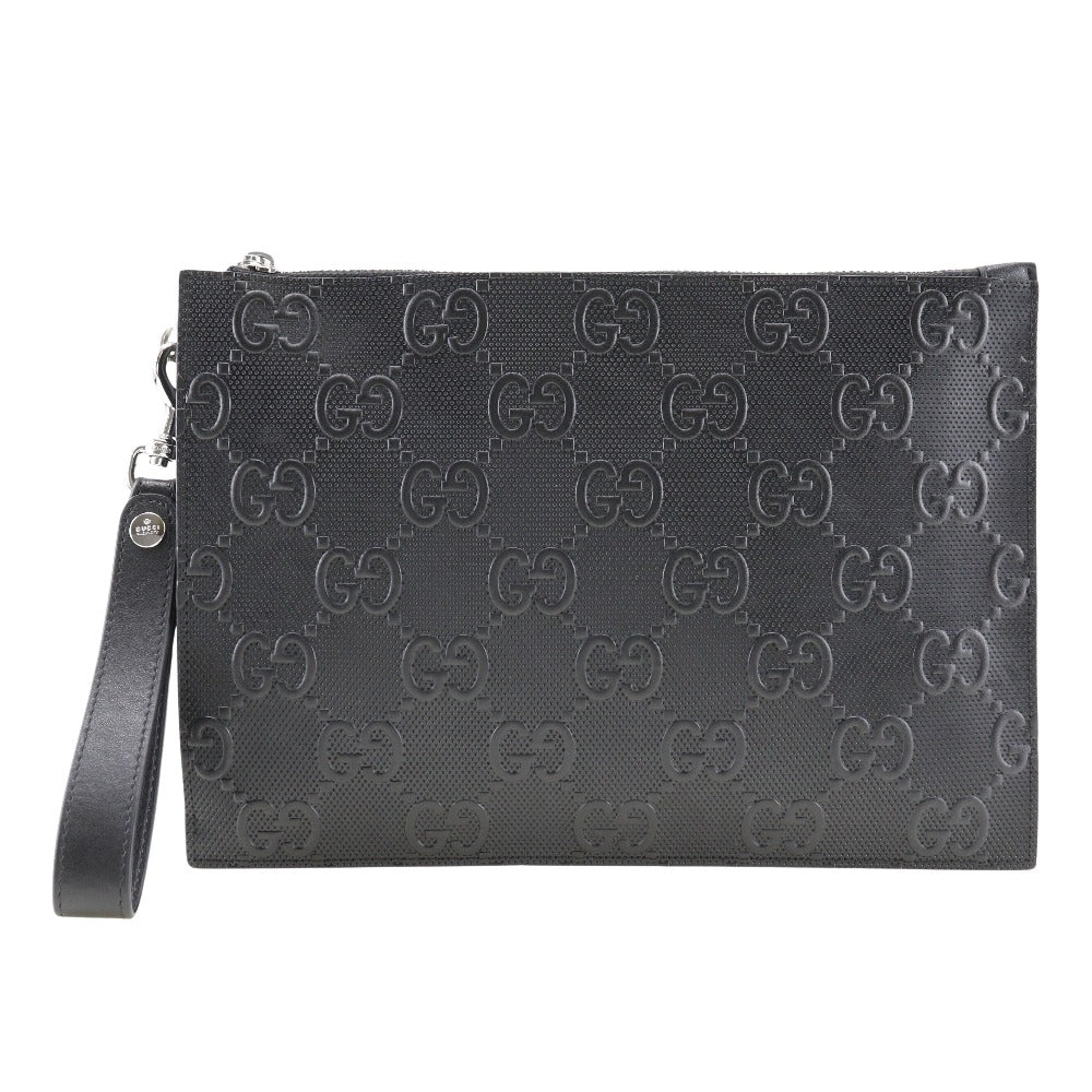 Gucci GG embossé Black Leather Clutch Bag