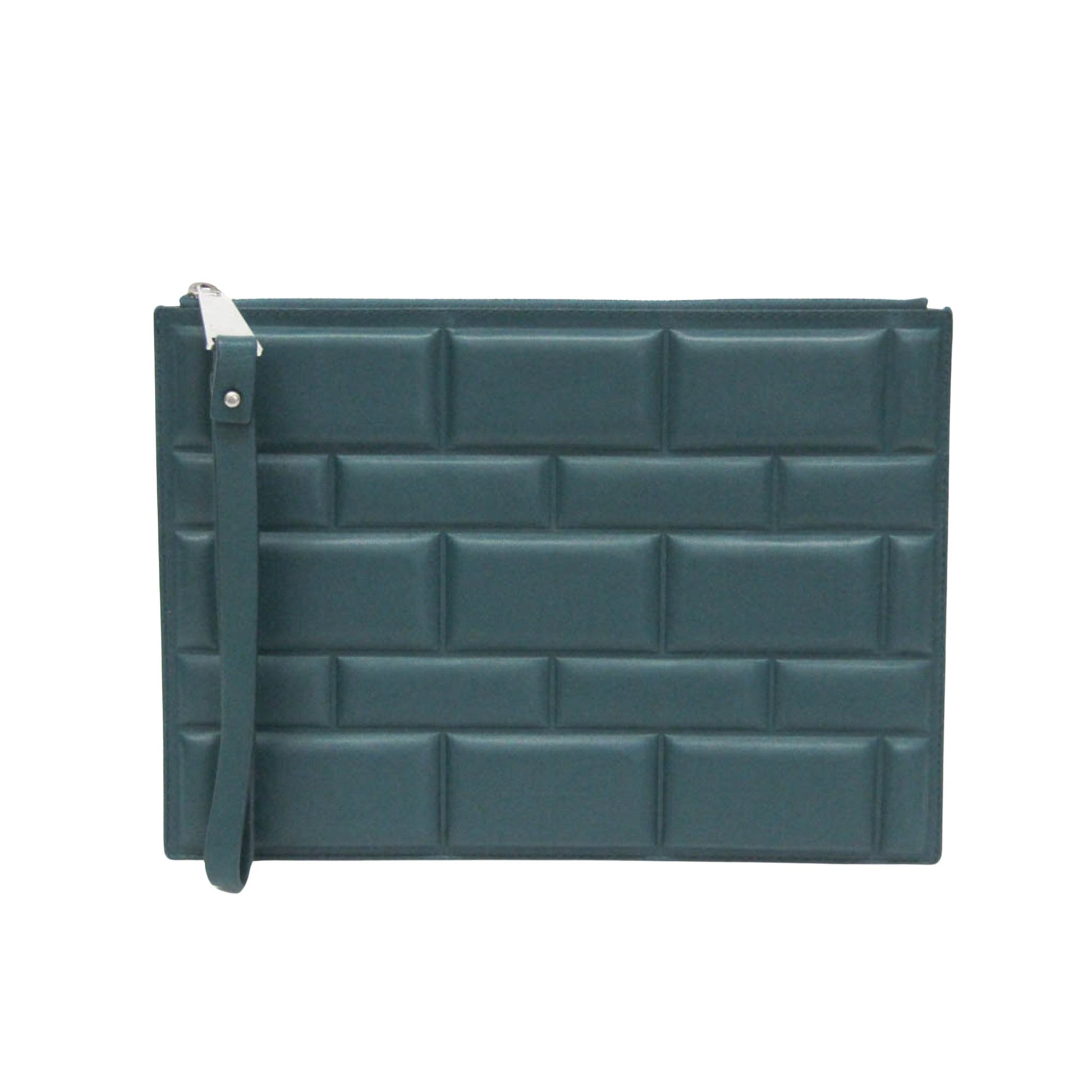 Bottega Veneta Green Leather Clutch Bag