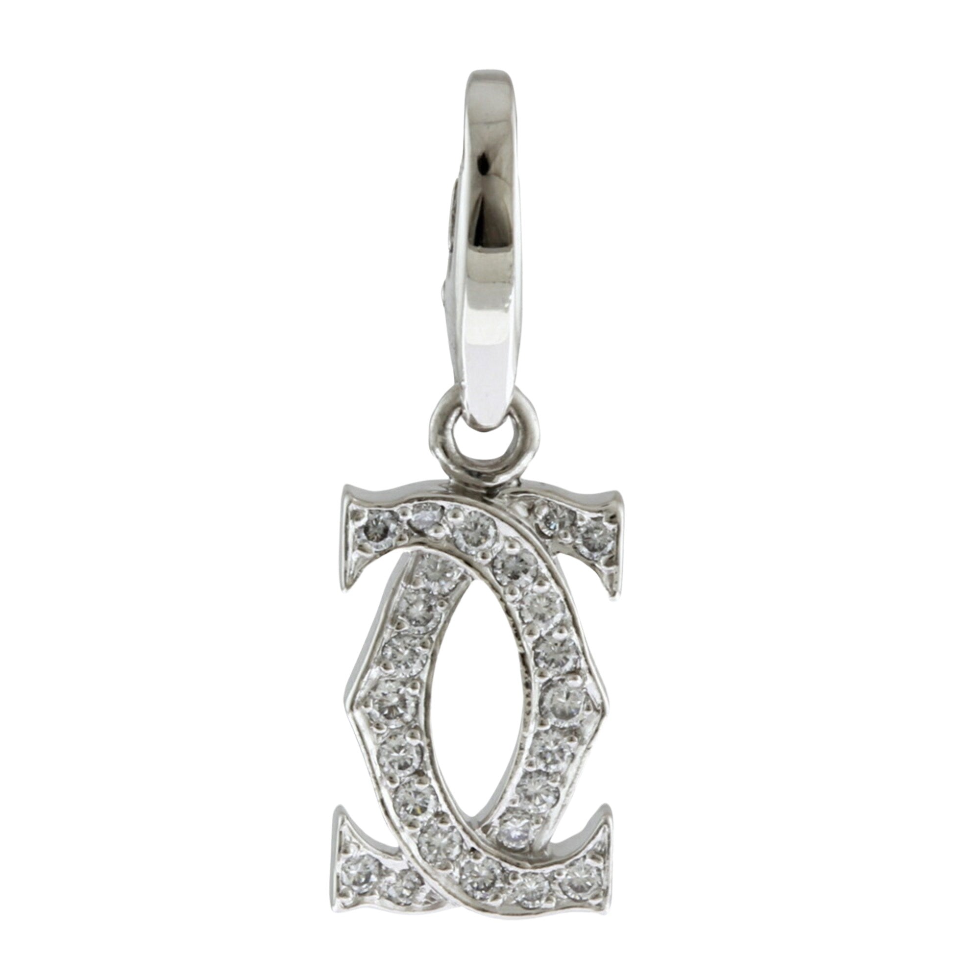 Cartier 2C C2 Silver White Gold Necklace 