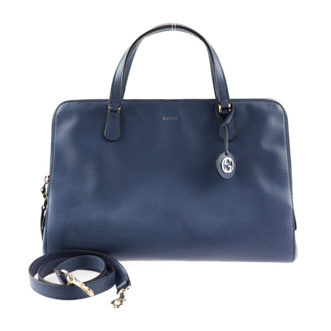 Gucci Interlocking G Blue Leather Handbag 