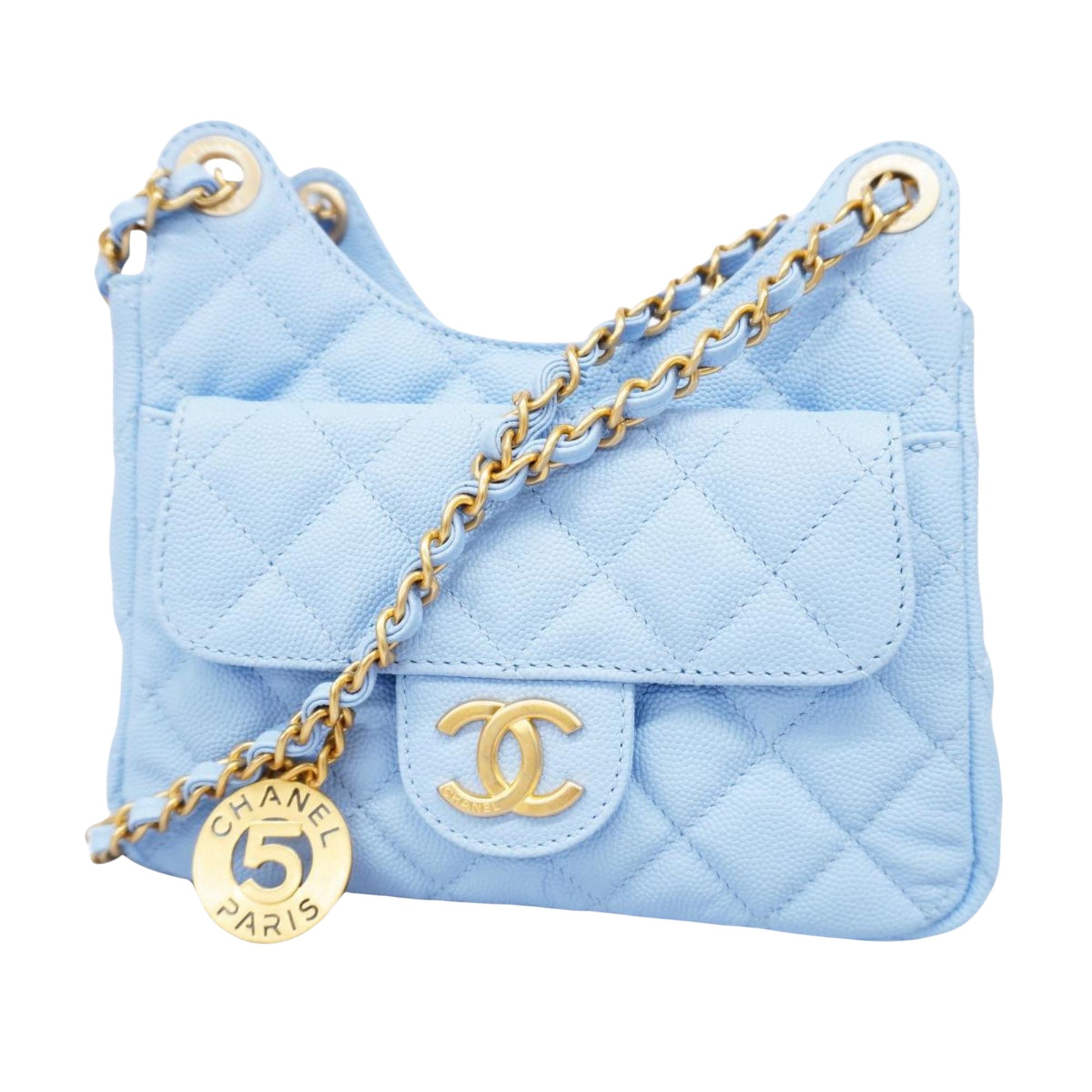 Chanel Hobo Blue Leather Shoulder Bag