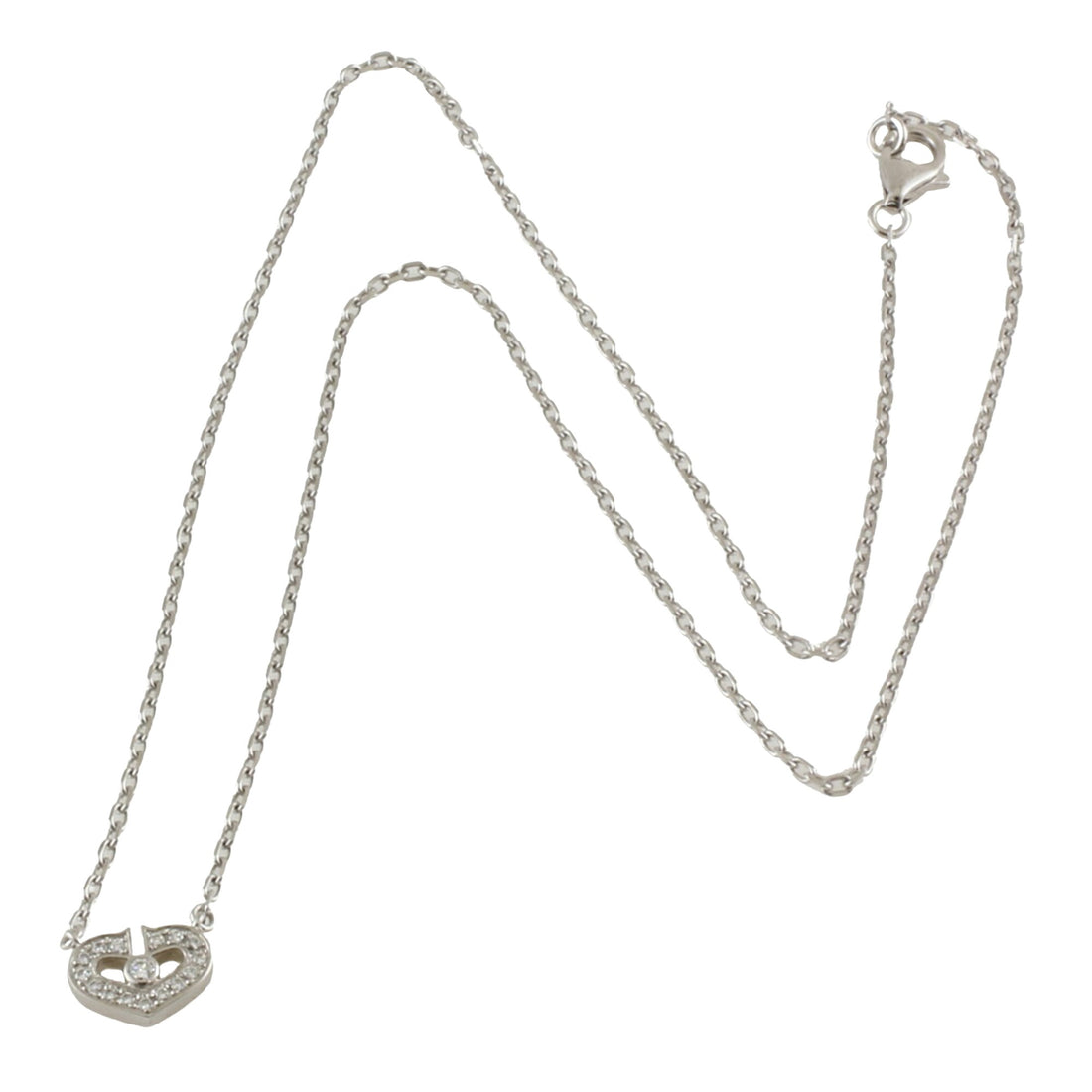 Cartier C heart Silver White Gold Necklace 