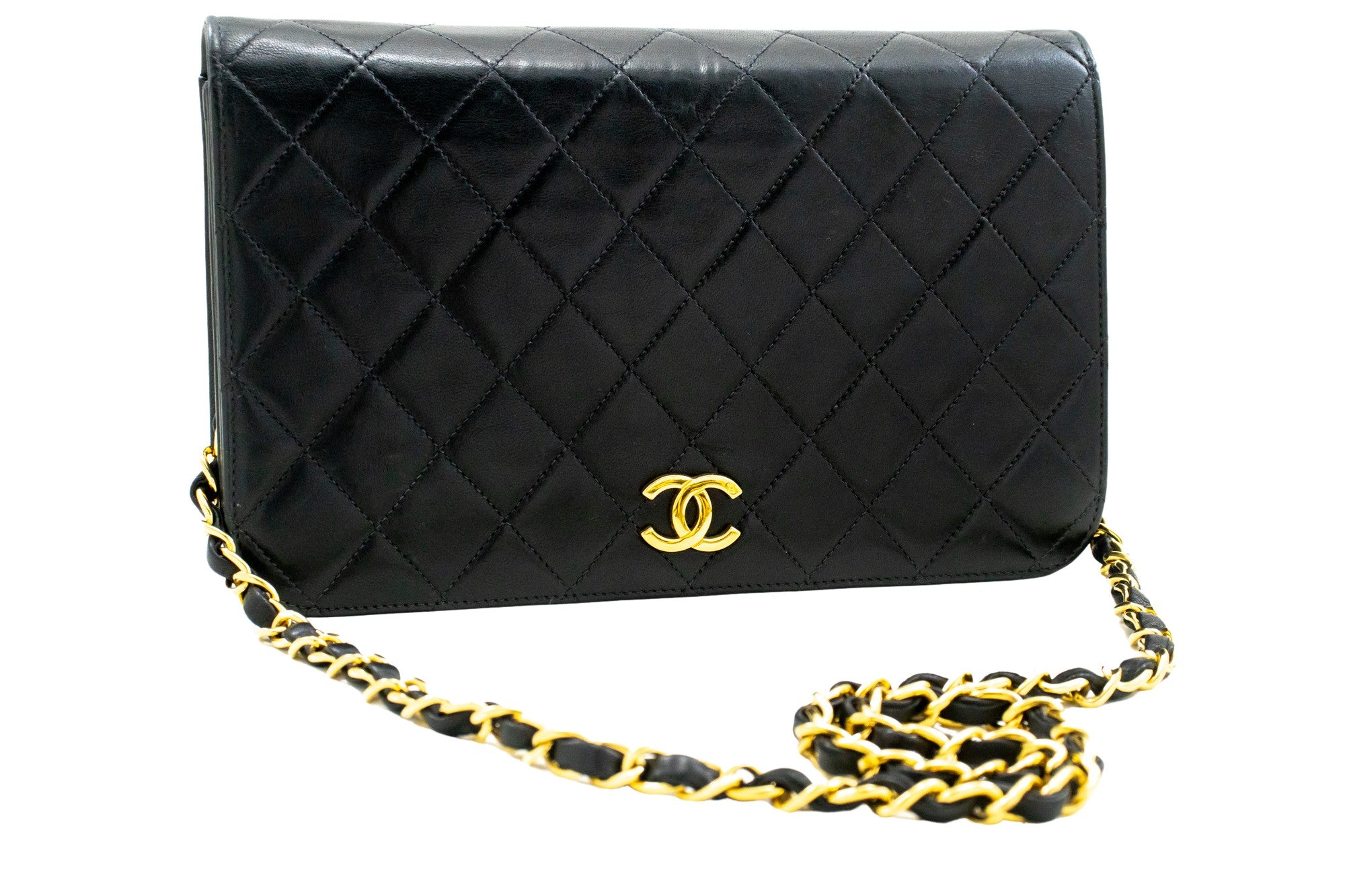 Chanel Full Flap Black Leather Shoulder Bag