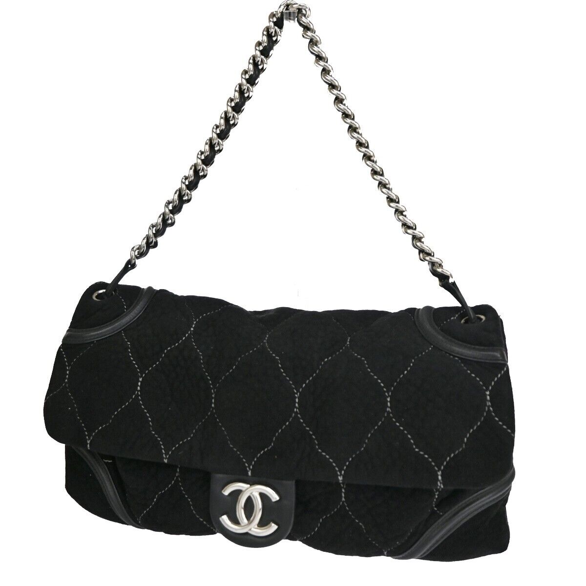 Chanel Timeless/classique Black Shearling Shoulder Bag