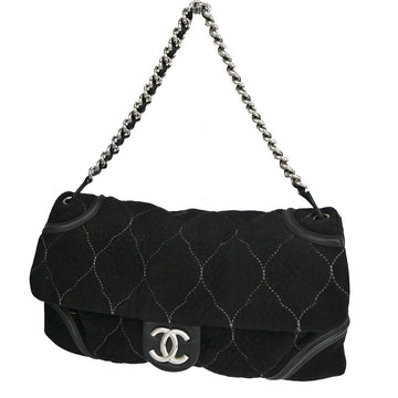 Chanel Timeless/classique Black Shearling Shoulder Bag