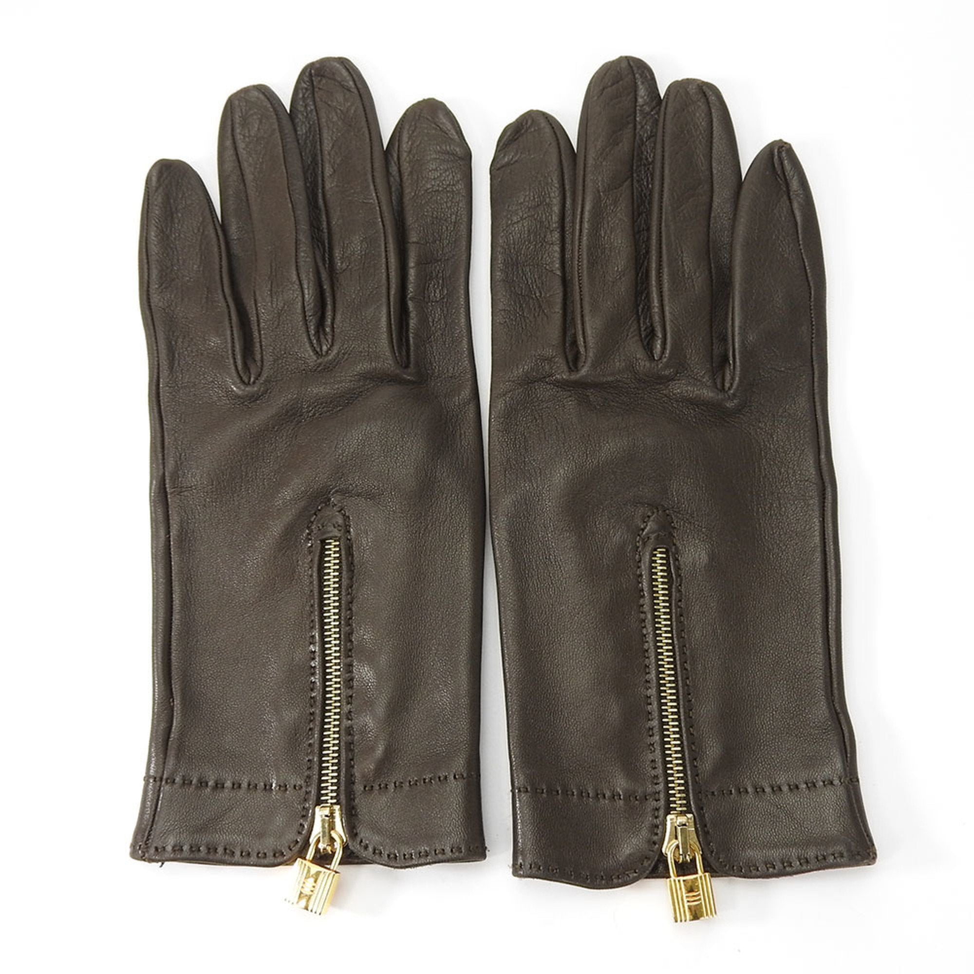 Hermès Brown Leather Gloves 