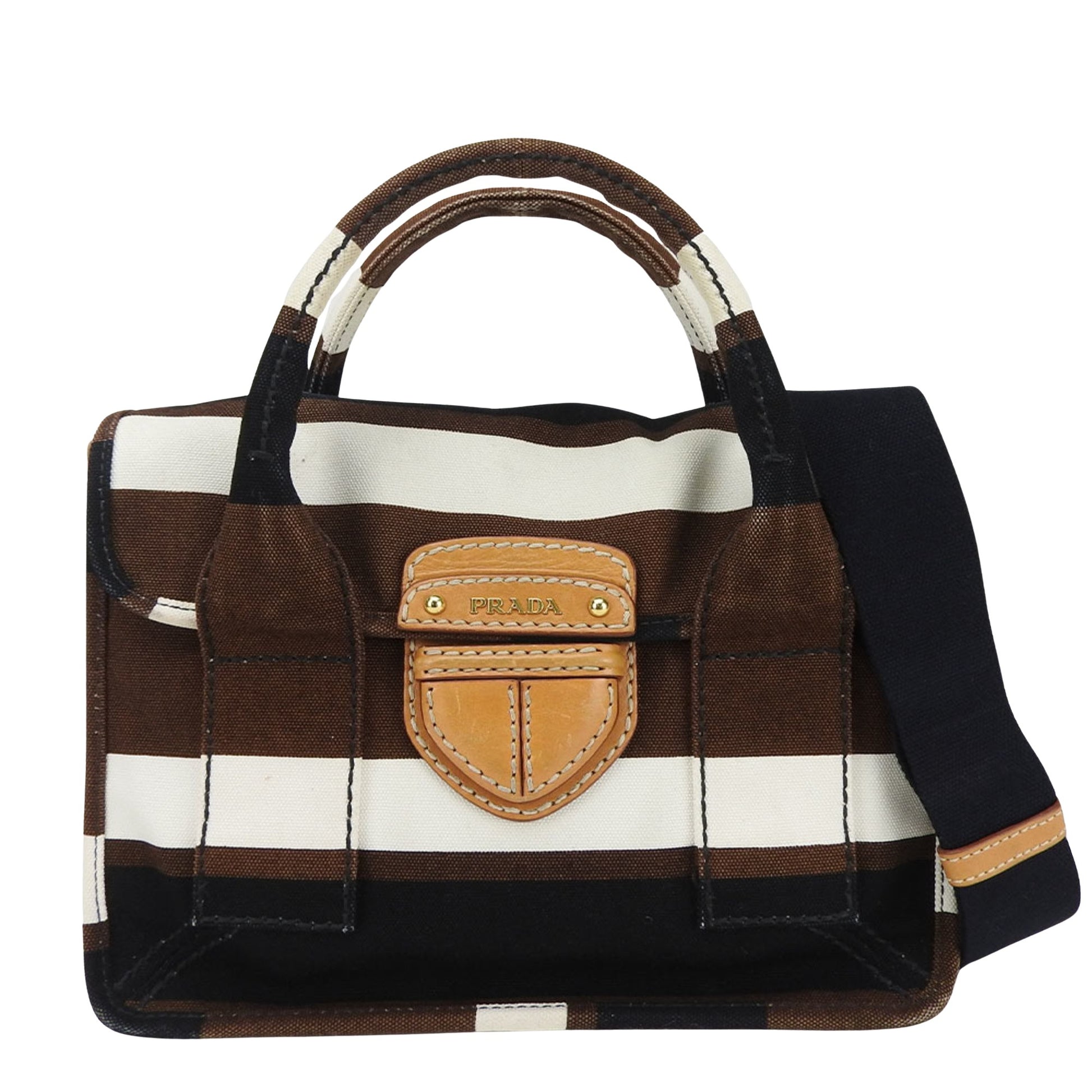 Prada Canapa Brown Canvas Handbag 