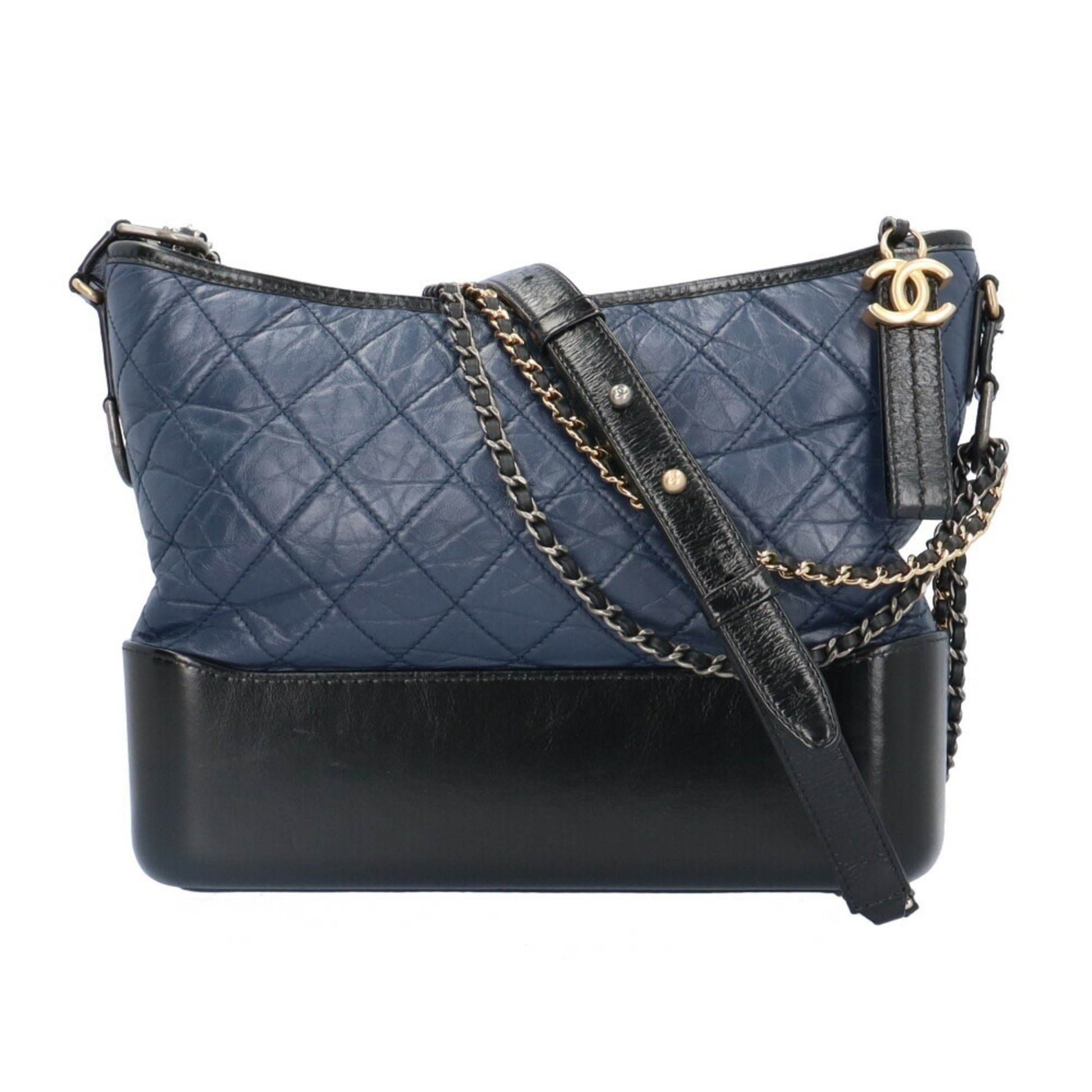 Chanel Gabrielle Navy Leather Shoulder Bag