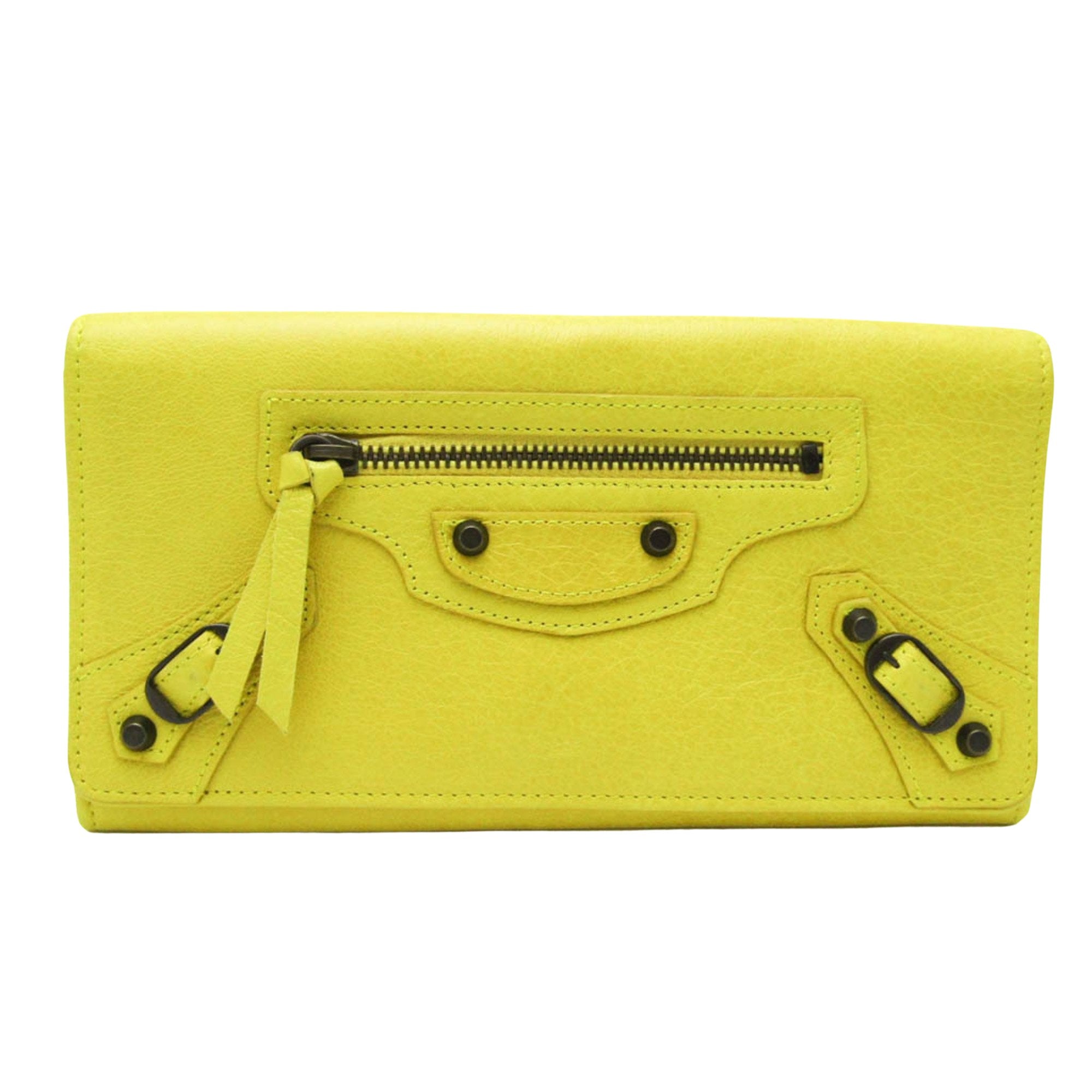 Balenciaga Classic Yellow Leather Wallet 