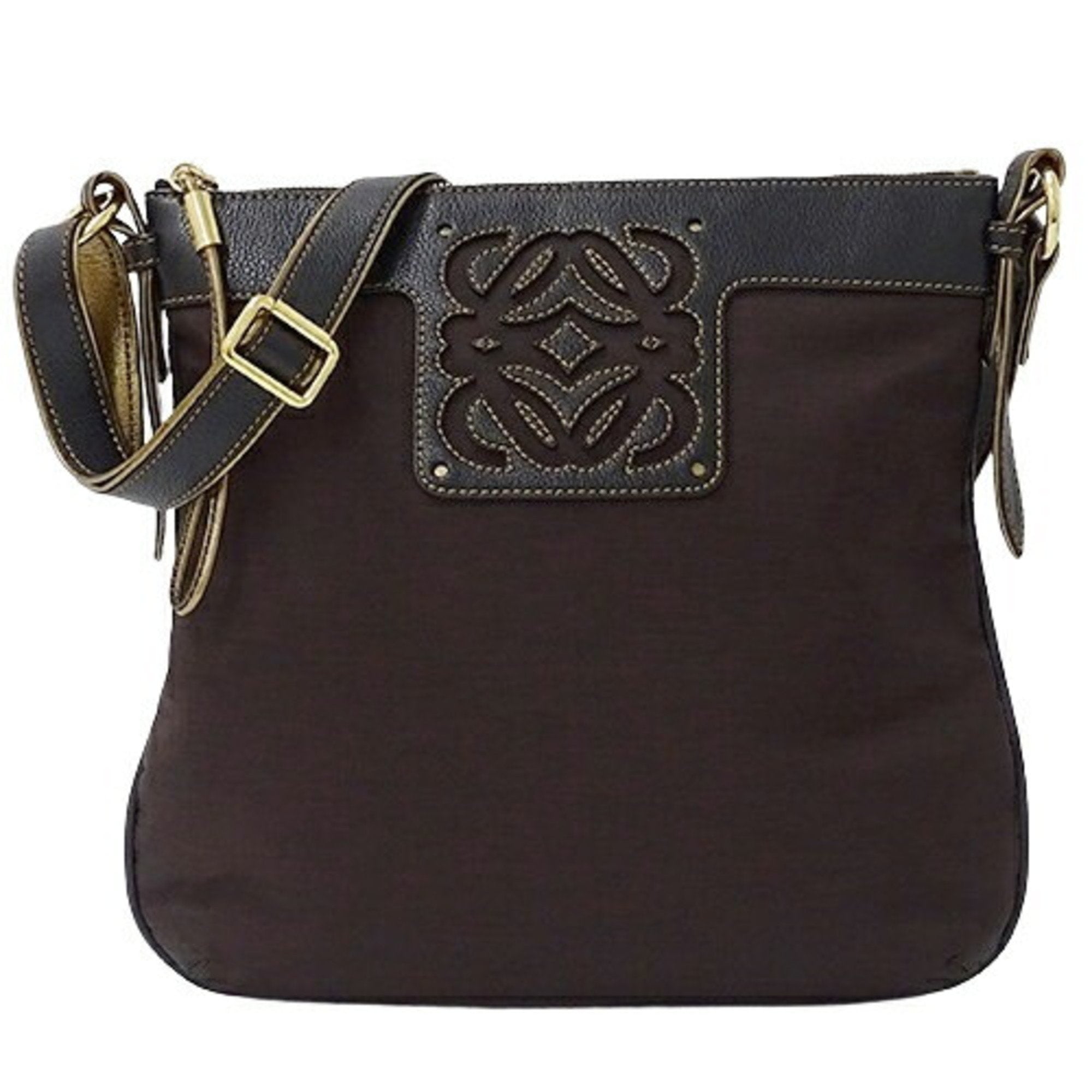 Loewe Anagram Brown Synthetic Shoulder Bag