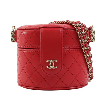 Chanel Vanity Red Leather Clutch Bag