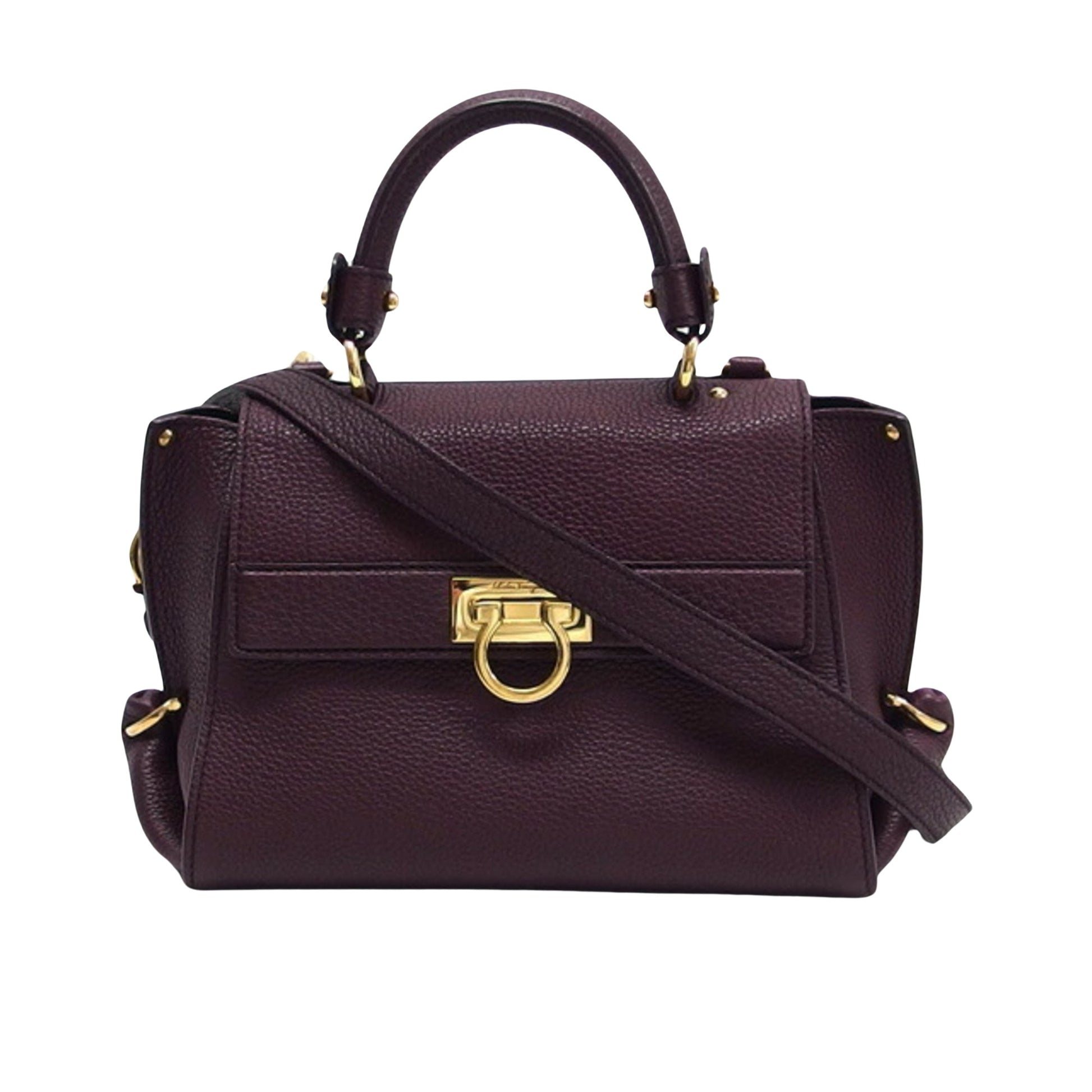 Salvatore Ferragamo Sofia Burgundy Leather Handbag 