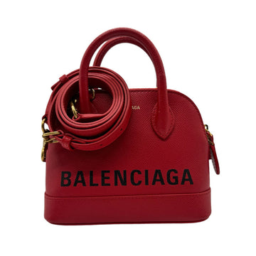 Balenciaga Ville Top Handle Red Leather Handbag 