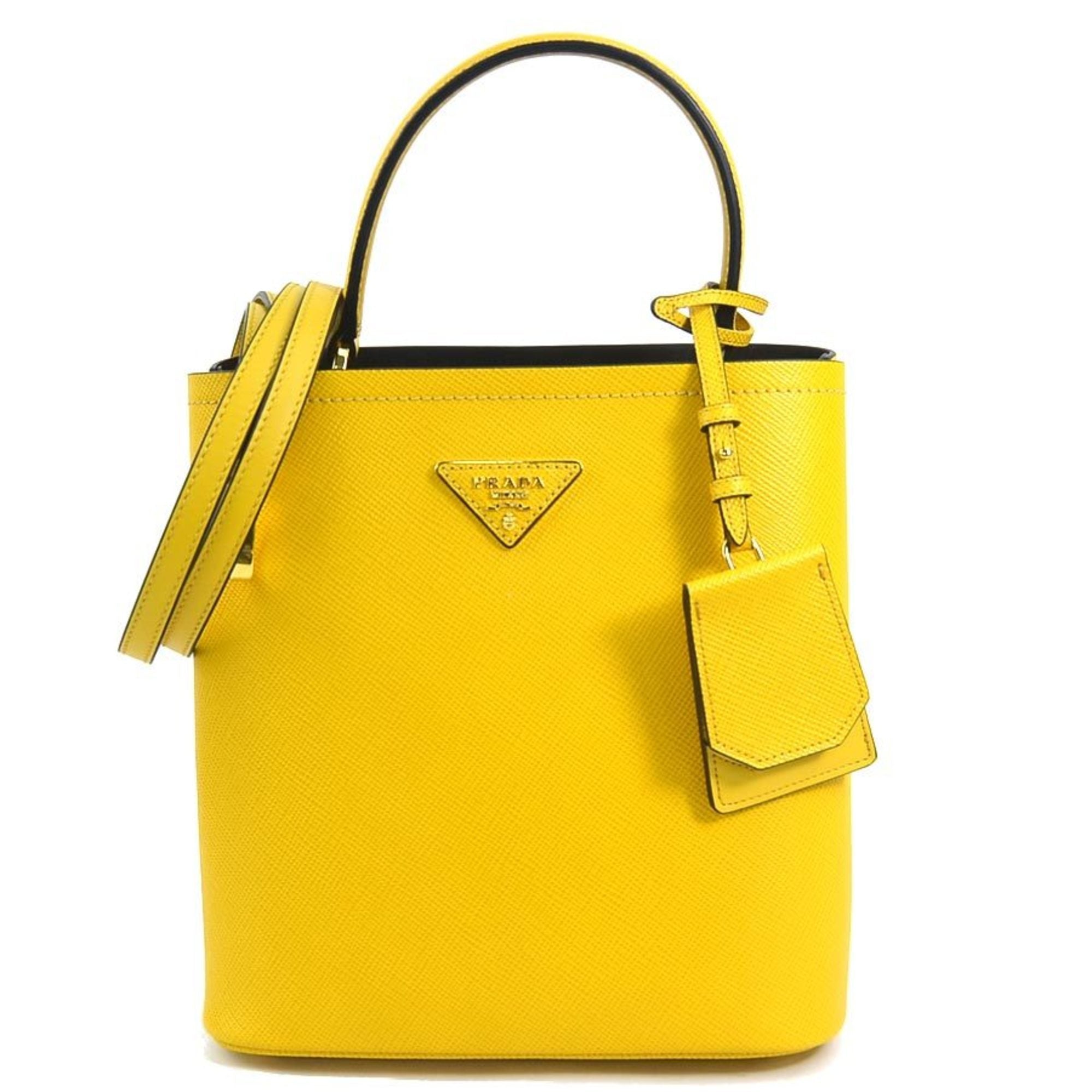 Prada Saffiano Yellow Leather Handbag 